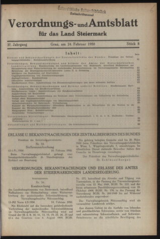 Verordnungsblatt der steiermärkischen Landesregierung 19500224 Seite: 1