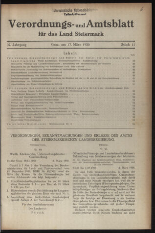 Verordnungsblatt der steiermärkischen Landesregierung 19500317 Seite: 1