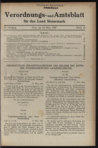 Verordnungsblatt der steiermärkischen Landesregierung 19500324 Seite: 1