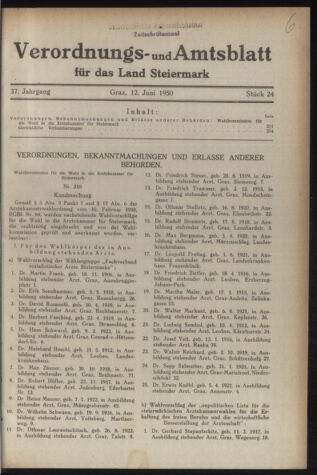 Verordnungsblatt der steiermärkischen Landesregierung 19500612 Seite: 1