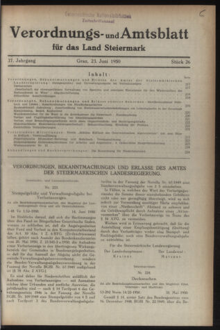 Verordnungsblatt der steiermärkischen Landesregierung 19500623 Seite: 1