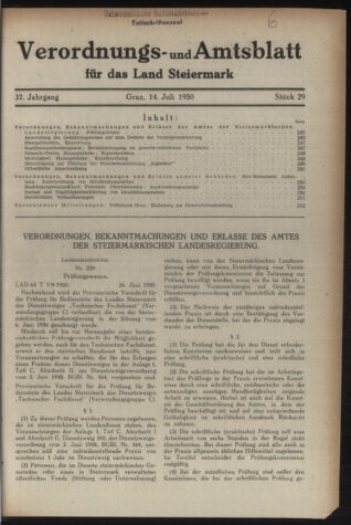 Verordnungsblatt der steiermärkischen Landesregierung 19500714 Seite: 1