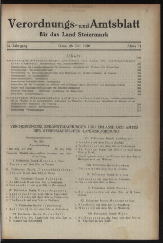 Verordnungsblatt der steiermärkischen Landesregierung 19500728 Seite: 1