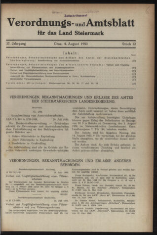 Verordnungsblatt der steiermärkischen Landesregierung 19500804 Seite: 1