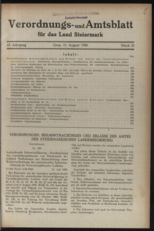 Verordnungsblatt der steiermärkischen Landesregierung 19500811 Seite: 1