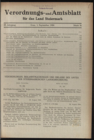 Verordnungsblatt der steiermärkischen Landesregierung 19500901 Seite: 1