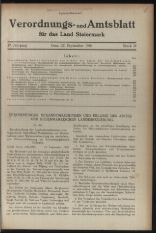 Verordnungsblatt der steiermärkischen Landesregierung 19500922 Seite: 1