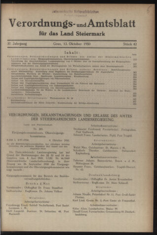 Verordnungsblatt der steiermärkischen Landesregierung 19501013 Seite: 1