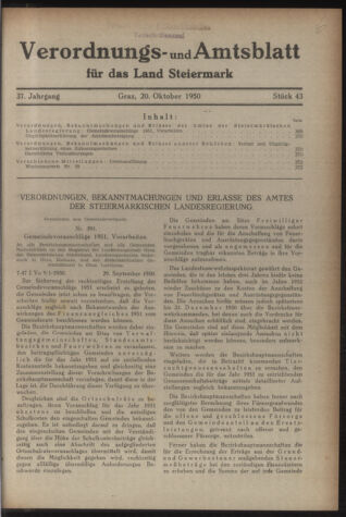 Verordnungsblatt der steiermärkischen Landesregierung 19501020 Seite: 1