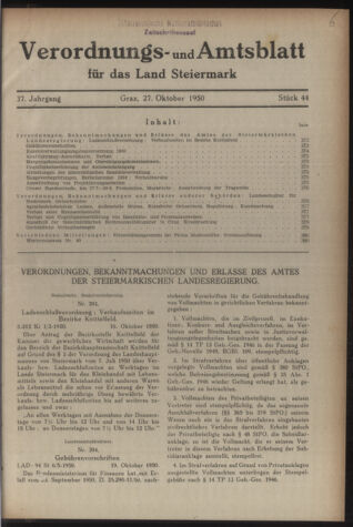 Verordnungsblatt der steiermärkischen Landesregierung 19501027 Seite: 1