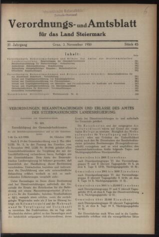 Verordnungsblatt der steiermärkischen Landesregierung 19501103 Seite: 1