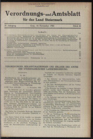 Verordnungsblatt der steiermärkischen Landesregierung 19501110 Seite: 1