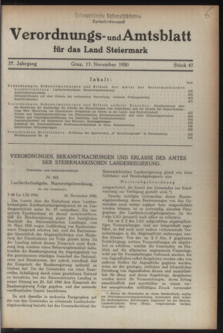 Verordnungsblatt der steiermärkischen Landesregierung 19501117 Seite: 1