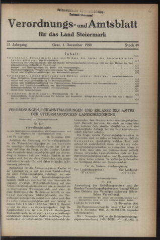 Verordnungsblatt der steiermärkischen Landesregierung 19501201 Seite: 1