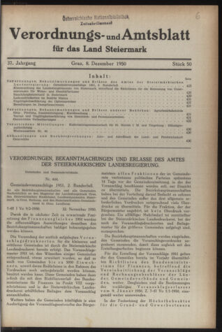 Verordnungsblatt der steiermärkischen Landesregierung 19501208 Seite: 1