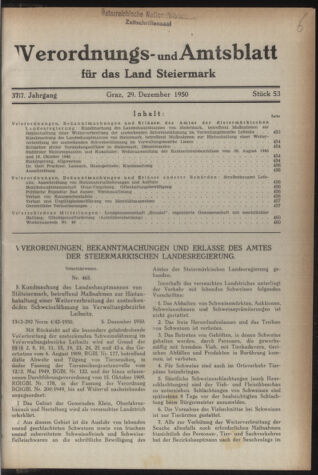 Verordnungsblatt der steiermärkischen Landesregierung 19501229 Seite: 1