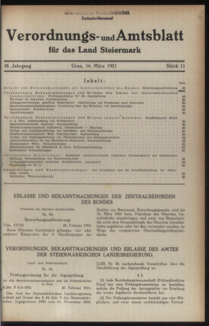 Verordnungsblatt der steiermärkischen Landesregierung 19510316 Seite: 1