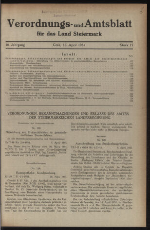 Verordnungsblatt der steiermärkischen Landesregierung 19510413 Seite: 1