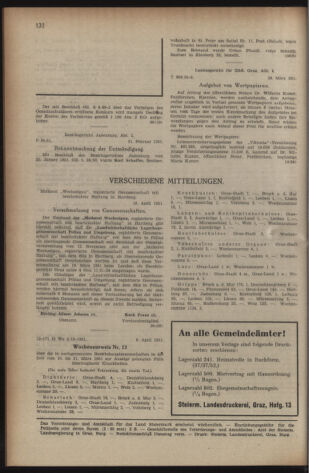 Verordnungsblatt der steiermärkischen Landesregierung 19510420 Seite: 8