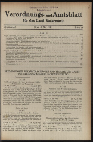 Verordnungsblatt der steiermärkischen Landesregierung 19510504 Seite: 1