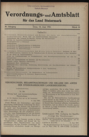 Verordnungsblatt der steiermärkischen Landesregierung 19510614 Seite: 1