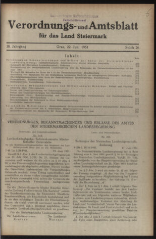 Verordnungsblatt der steiermärkischen Landesregierung 19510622 Seite: 1