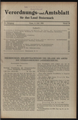 Verordnungsblatt der steiermärkischen Landesregierung 19510706 Seite: 1