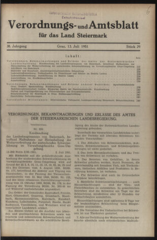 Verordnungsblatt der steiermärkischen Landesregierung 19510713 Seite: 1