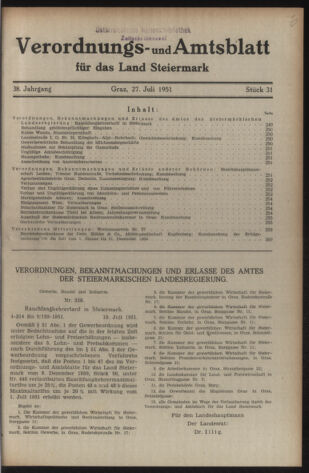 Verordnungsblatt der steiermärkischen Landesregierung 19510727 Seite: 1