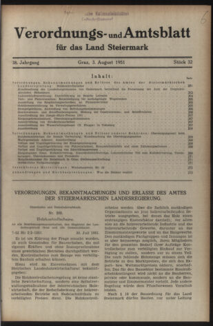 Verordnungsblatt der steiermärkischen Landesregierung 19510803 Seite: 1