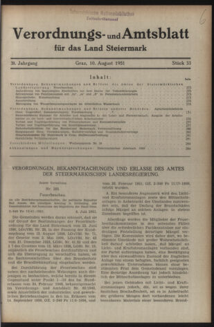 Verordnungsblatt der steiermärkischen Landesregierung 19510810 Seite: 1