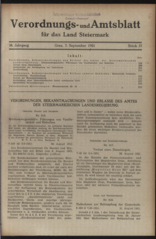 Verordnungsblatt der steiermärkischen Landesregierung 19510907 Seite: 1