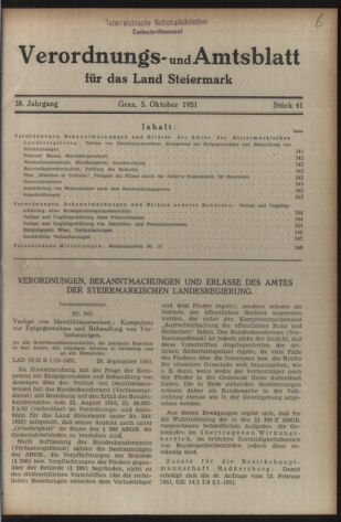 Verordnungsblatt der steiermärkischen Landesregierung 19511005 Seite: 1