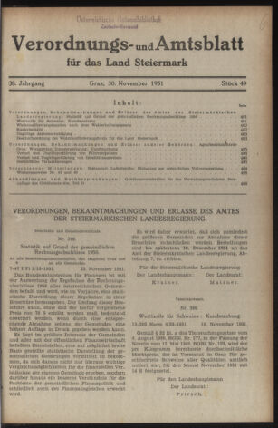 Verordnungsblatt der steiermärkischen Landesregierung 19511130 Seite: 1