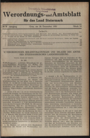 Verordnungsblatt der steiermärkischen Landesregierung 19511228 Seite: 1