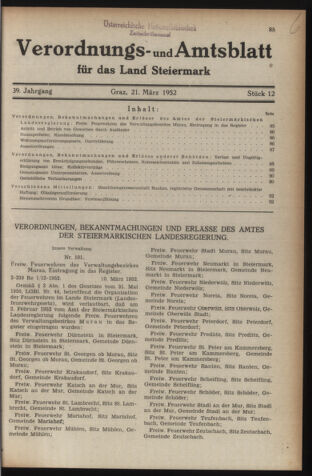 Verordnungsblatt der steiermärkischen Landesregierung 19520321 Seite: 1