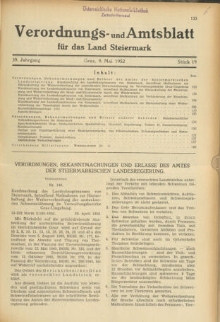 Verordnungsblatt der steiermärkischen Landesregierung 19520509 Seite: 1