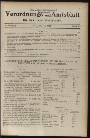 Verordnungsblatt der steiermärkischen Landesregierung 19520530 Seite: 1