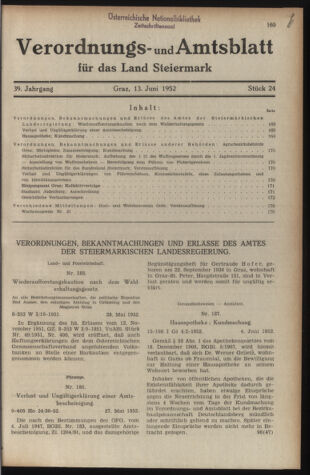 Verordnungsblatt der steiermärkischen Landesregierung 19520613 Seite: 1