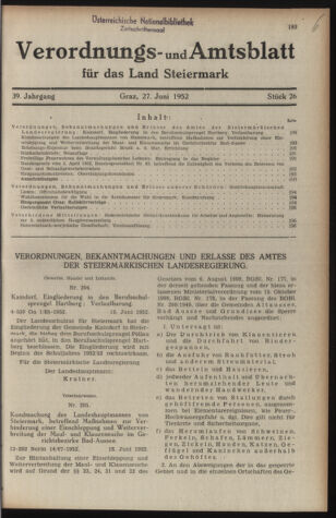 Verordnungsblatt der steiermärkischen Landesregierung 19520627 Seite: 1