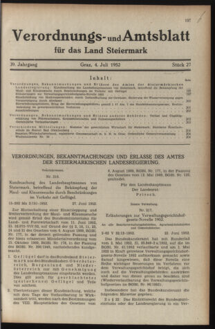 Verordnungsblatt der steiermärkischen Landesregierung 19520704 Seite: 1