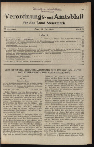 Verordnungsblatt der steiermärkischen Landesregierung 19520711 Seite: 1