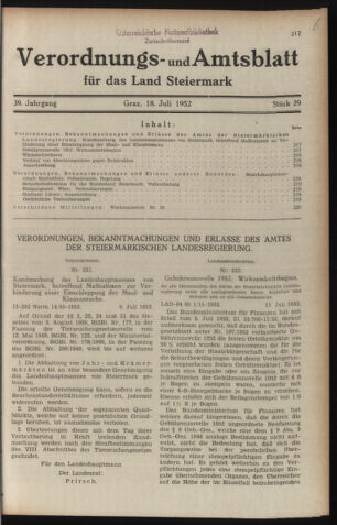 Verordnungsblatt der steiermärkischen Landesregierung 19520718 Seite: 1