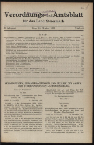 Verordnungsblatt der steiermärkischen Landesregierung 19521024 Seite: 1