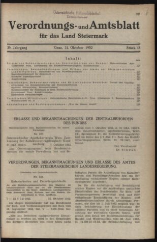 Verordnungsblatt der steiermärkischen Landesregierung 19521031 Seite: 1