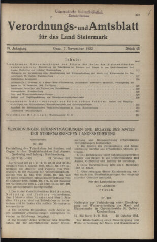 Verordnungsblatt der steiermärkischen Landesregierung 19521107 Seite: 1