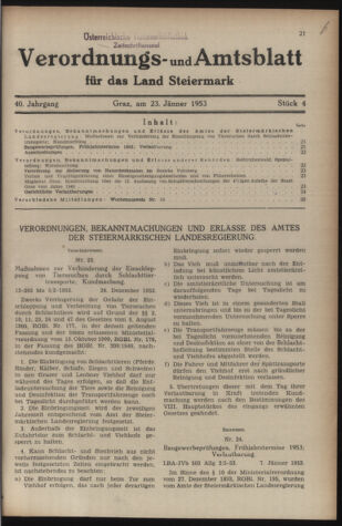 Verordnungsblatt der steiermärkischen Landesregierung 19530123 Seite: 1