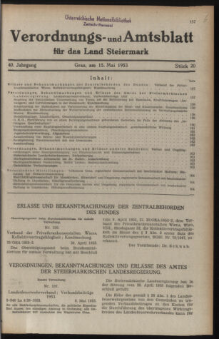 Verordnungsblatt der steiermärkischen Landesregierung 19530515 Seite: 1