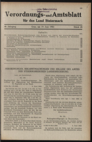 Verordnungsblatt der steiermärkischen Landesregierung 19530619 Seite: 1