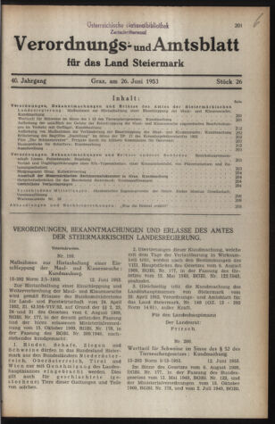 Verordnungsblatt der steiermärkischen Landesregierung 19530626 Seite: 1